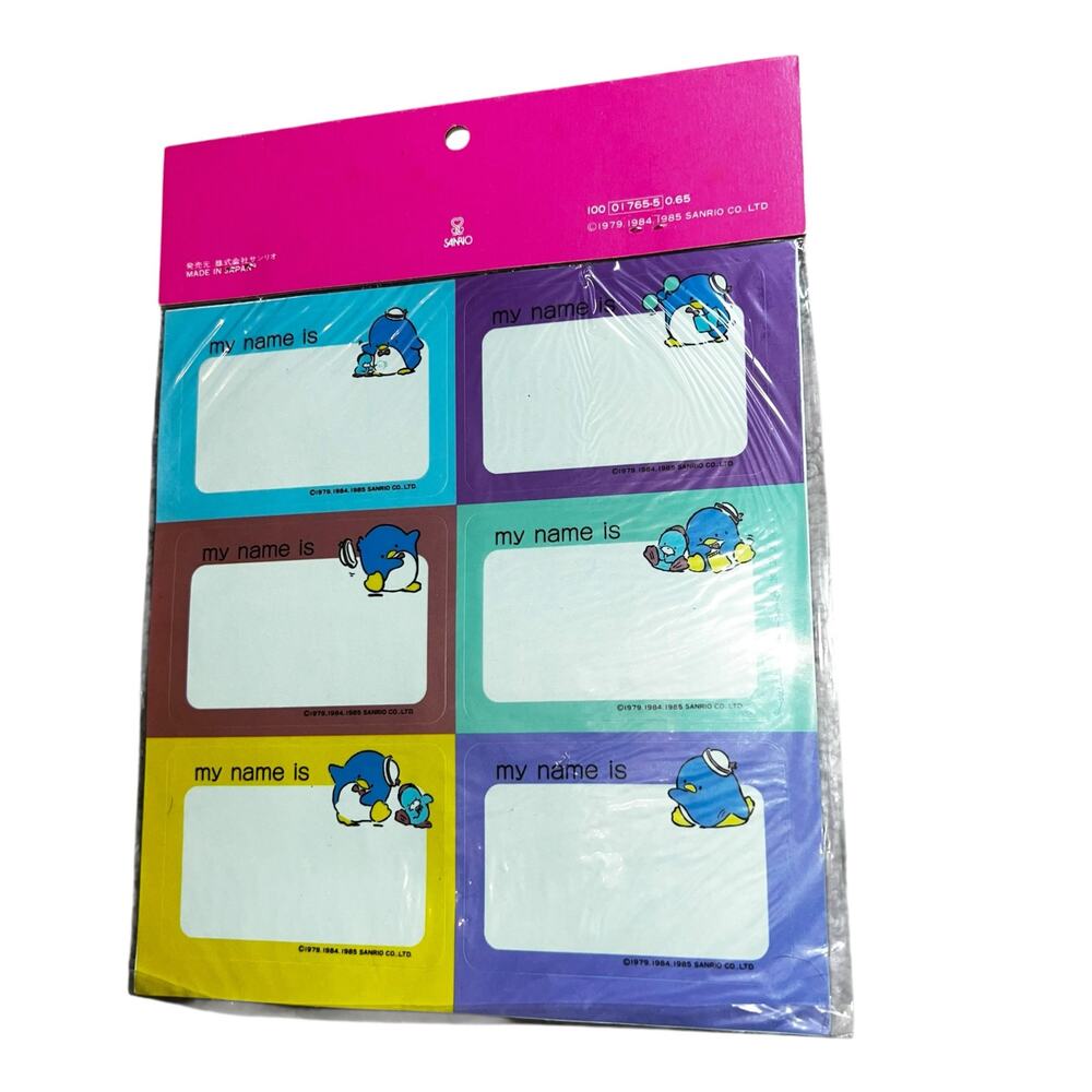 Vintage 1980s  Sanrio Tuxedosam colorful My Name is Stickers new made in Japan